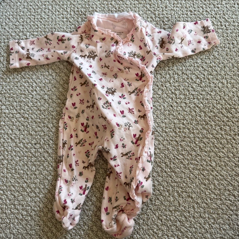 Janie and Jack Pink Floral Kids Footie